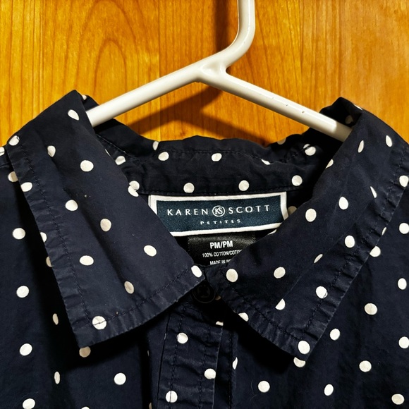 Karen Scott Petite Polka Dot Button Down - Picture 3 of 7